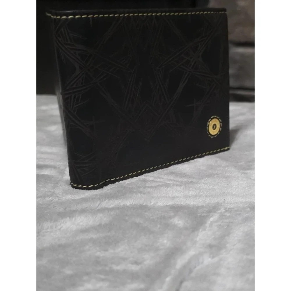 Cole Haan Black Bifold Men's Wallet with Emblem Logo and Outside Design